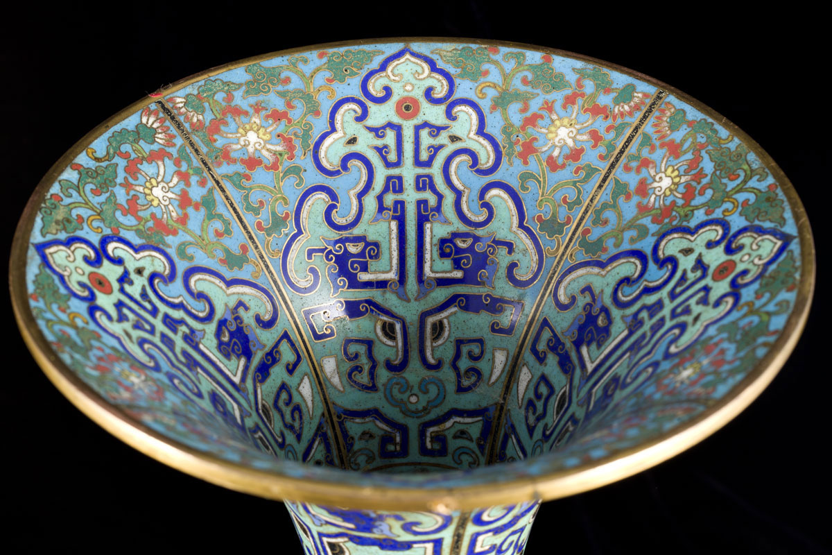 A pair of Gu-shaped cloisonné vases Qianlong period