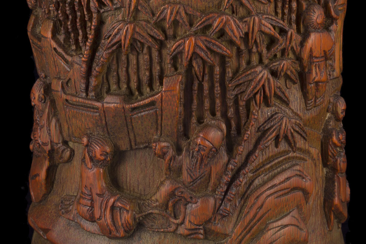 bamboo bidong of figures in bamboo retreat