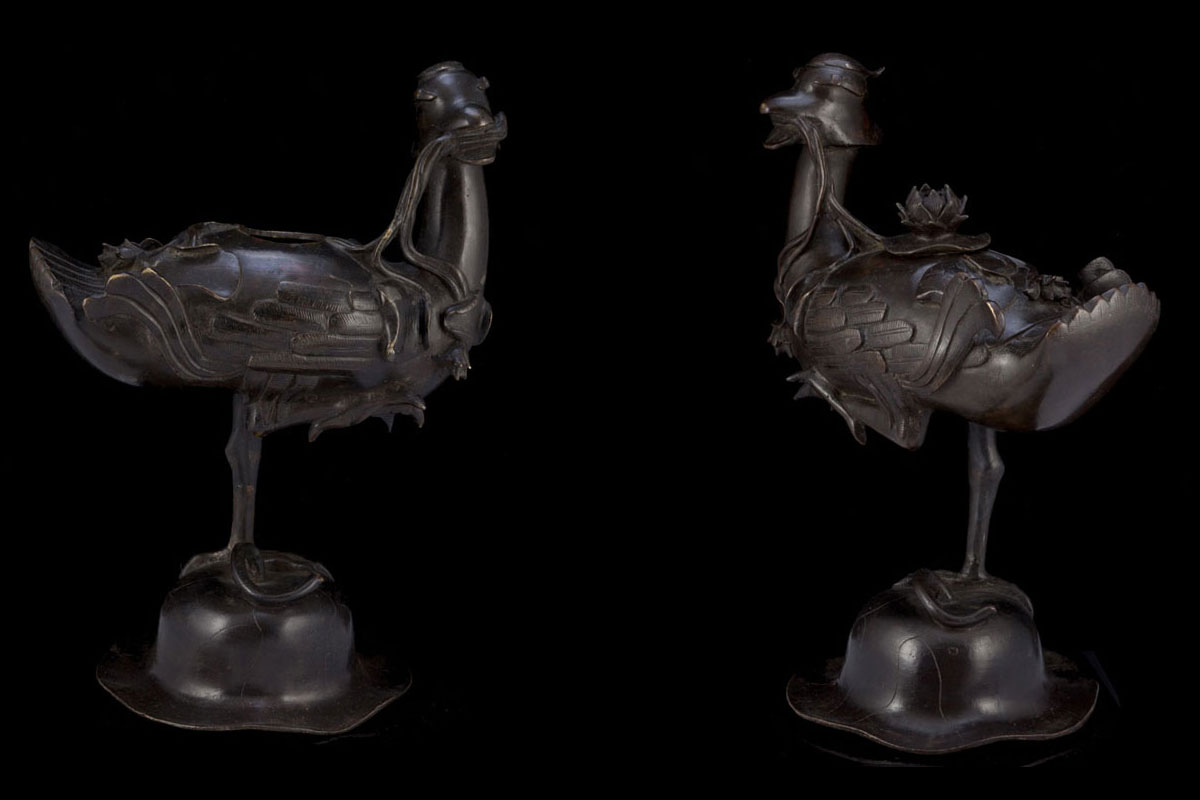 Ming pair of duck Bronze censers