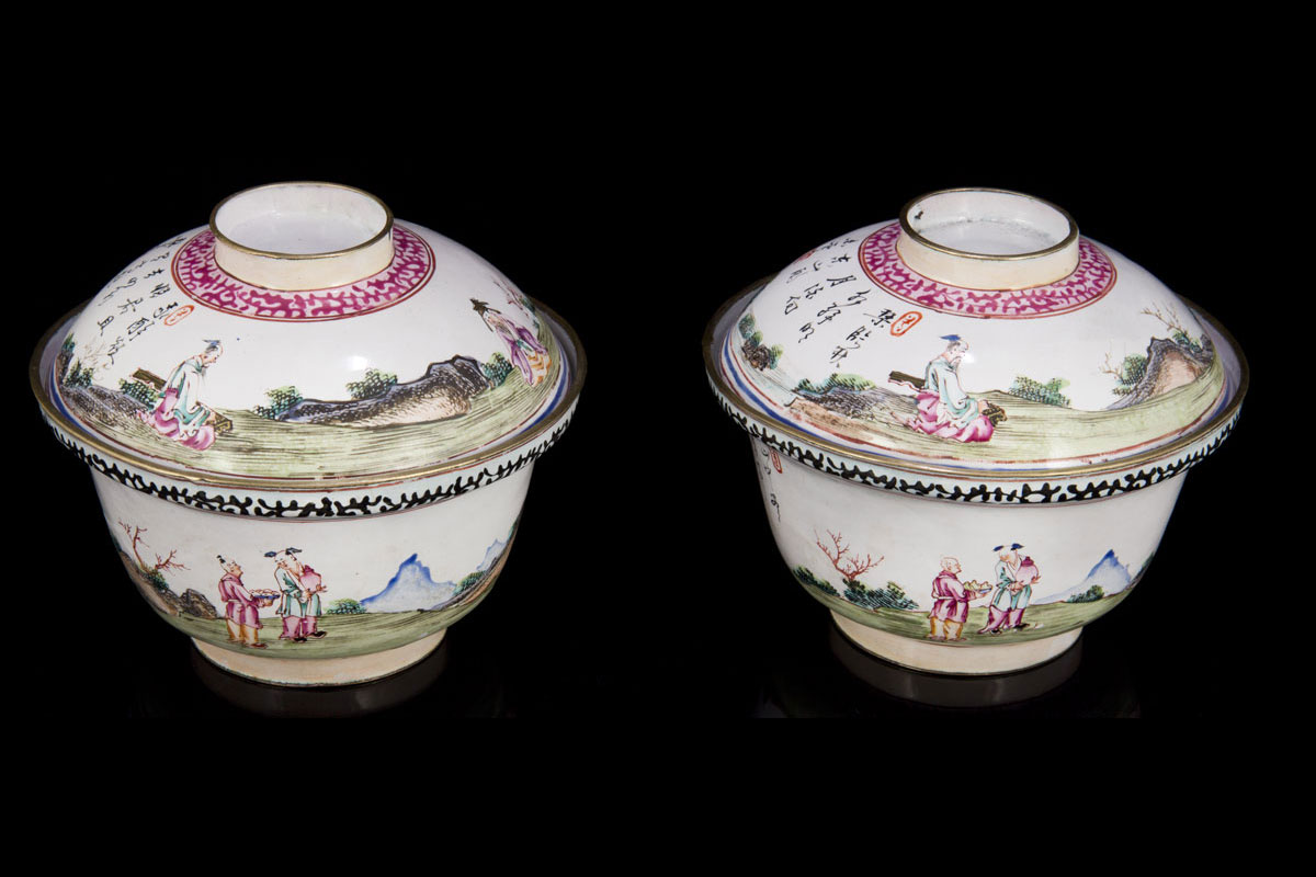 Qianlong painted enamel bowls