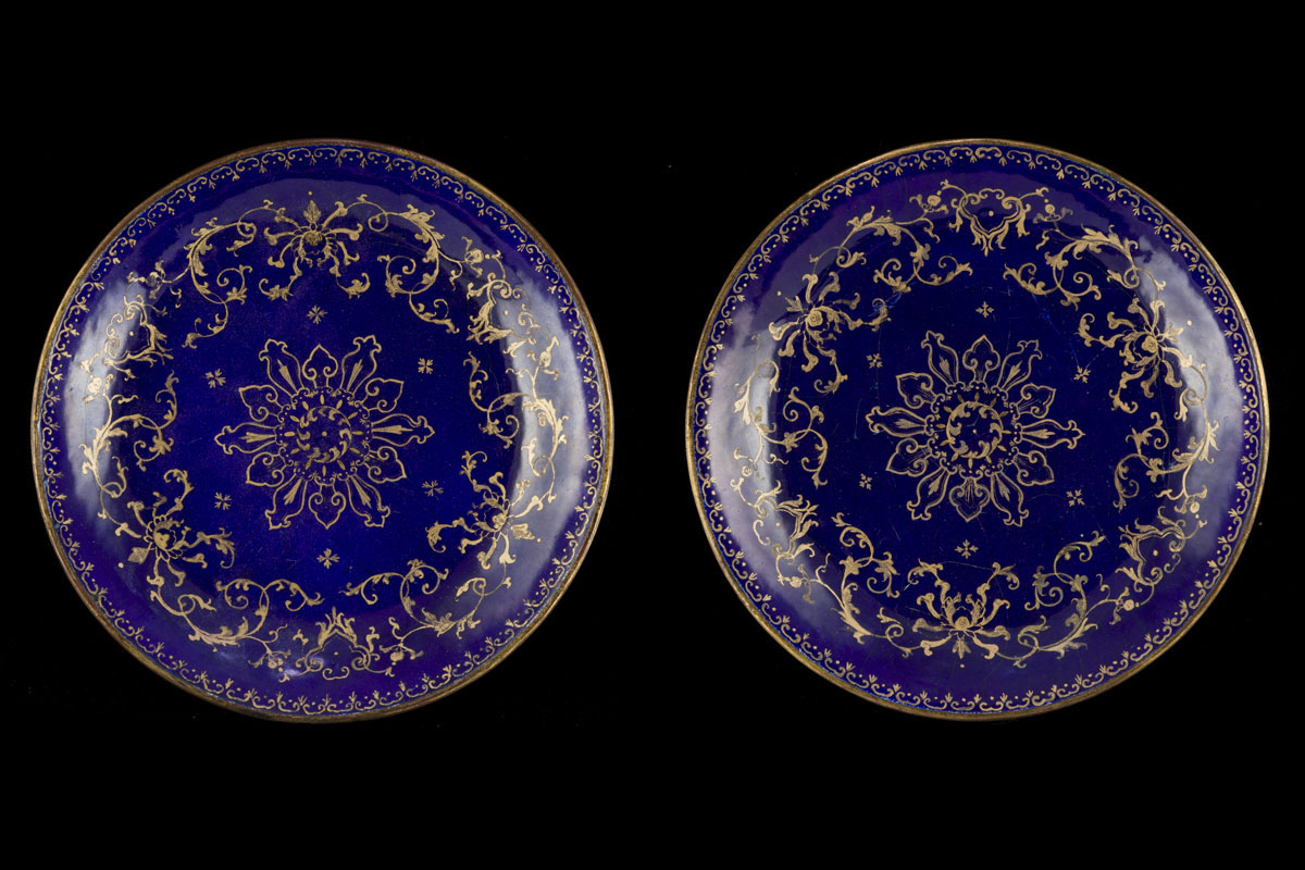 Qianlong lapis blue dishes