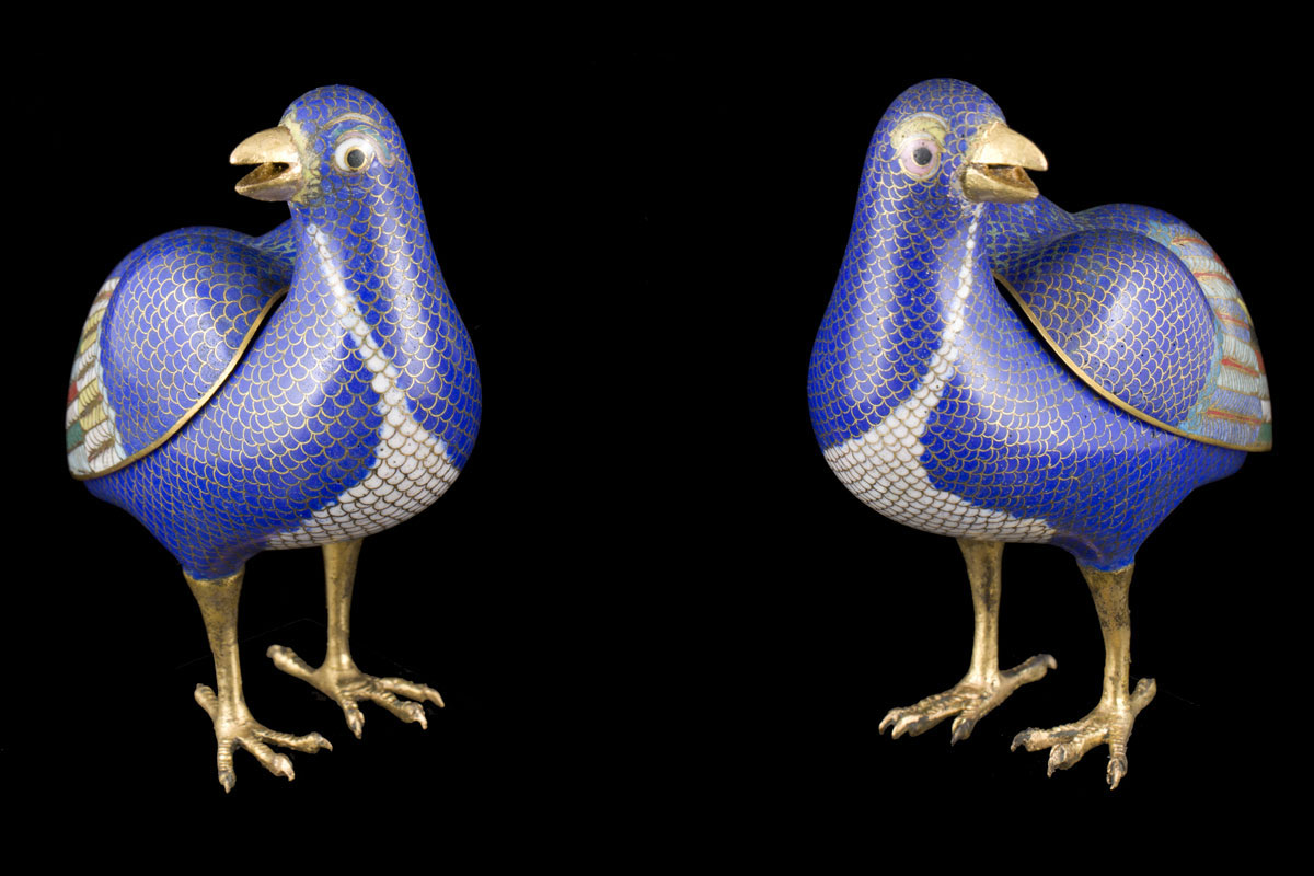 Qianlong Chinese lapis quails censers