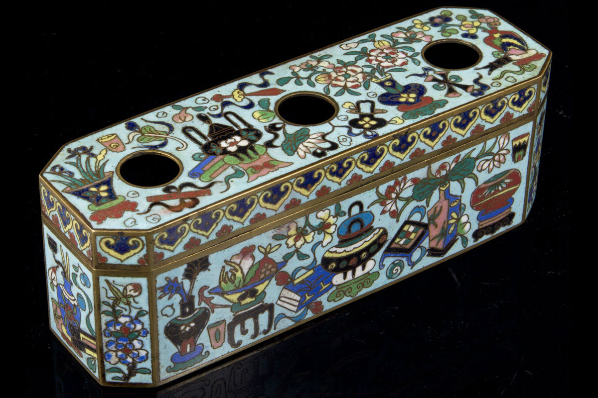 cloisonné enamel opium box
