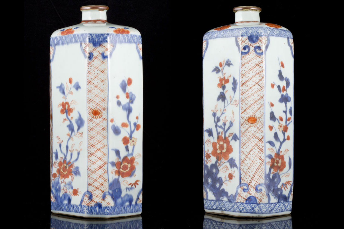 ginger-bottle-shaped Chinese Imari bottles