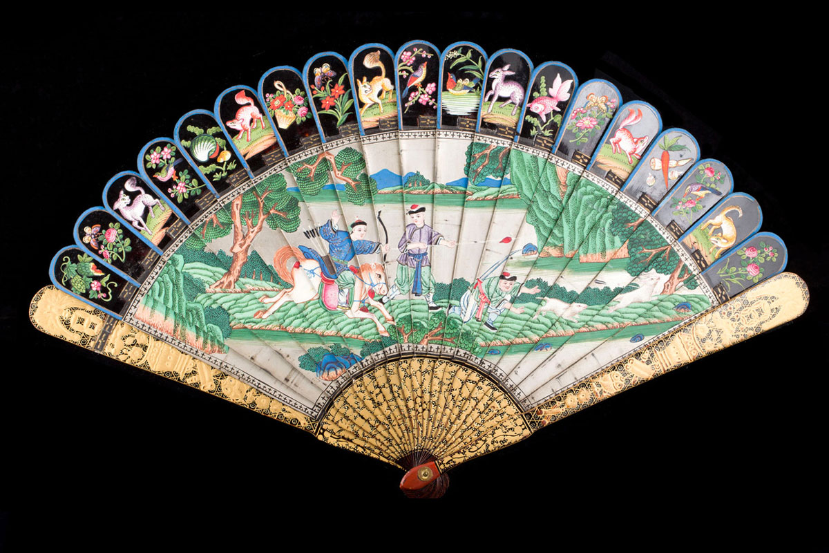 Antique Chinese fan painted