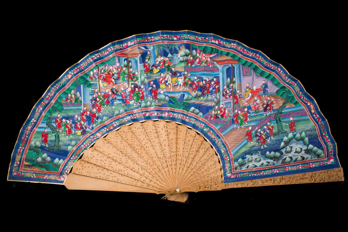 Antique Chinese fan painted