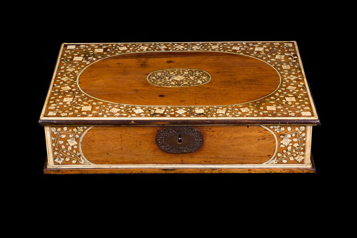 bone inlayed rosewood writing box