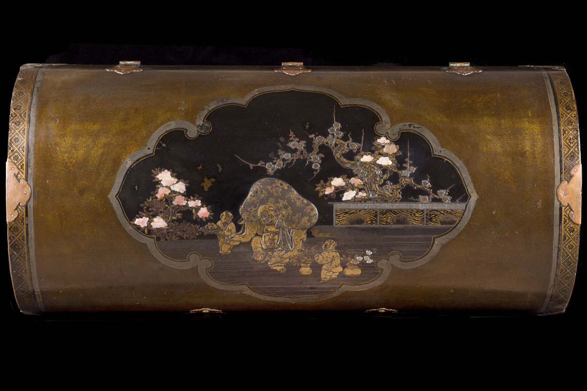 A large Japanese lacquered trunk